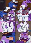 absurd_res anthro barefoot blaze_the_cat blue_body clothing comic domestic_cat eulipotyphlan feet felid feline felis female foot_fetish foot_in_mouth foot_play foot_suck footwear green_eyes hedgehog hi_res male mammal mintytempest purple_body sega shoes smile soles sonic_the_hedgehog sonic_the_hedgehog_(series) sucking toe_in_mouth toe_suck toes
