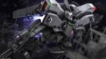  absurdres advance_of_zeta artist_request beam_rifle clenched_hand company_name copyright_notice debris energy_gun gelgoog_stutzer gundam gundam_battle_operation_2 highres holding holding_weapon machinery mecha mecha_focus missile_pod mobile_suit no_humans official_art one-eyed pink_eyes realistic robot ruins science_fiction solo space space_habitat sunrise_(company) thrusters weapon wreckage zeon 