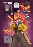 2025 absurd_res anthro blue_eyes blue_scarf blush blush_stickers bottomwear brown_body brown_bottomwear brown_clothing brown_fur brown_pants brown_topwear cage canid canine canis captured clothed clothed_anthro clothed_female clothing comic cricetid cross-popping_vein dialogue domestic_dog duo emanata english_text extreme_size_difference female feral fluffy fluffy_tail fur grey_body hair hampt_(jamoart) hamster hi_res jacket jamoart larger_female male mammal micro_anthro micro_male orange_hair pants pepper_page rodent scarf semi-anthro size_difference smaller_male speech_bubble tail text topwear yellow_clothing yellow_jacket_(clothing) yellow_topwear
