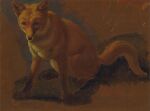 19th_century ambiguous_gender ancient_art black_body black_fur black_nose brown_background canid canine detailed detailed_fur feet feral formal_art fox front_view fur gloves_(marking) hi_res inner_ear_fluff jacques-laurent_agasse looking_at_viewer mammal markings mouth_closed orange_body orange_fur painting_(artwork) paws shaded shadow simple_background sitting snout soft_shading solo tail tan_body tan_fur toes traditional_painting_(artwork) tuft