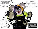 2025 absurd_res anthro assertive_female australian blarf022 chain checkered checkered_clothing checkered_footwear checkered_shoes clothing command command_to_sniff demanding dialogue english_text female footprint_in_shoe footwear fur grey_body grey_fur hair hi_res holding_clothing holding_footwear holding_object holding_shoes koala looking_at_viewer mammal marsupial multicolored_hair musk overalls pattern_clothing pattern_footwear pattern_shoes sheila_koala_(blarf022) shoes simple_background smell_fetish smelly smelly_shoes sneakers sniffing_request solo stink_fumes talking_to_viewer text two_tone_hair vans vombatiform white_background