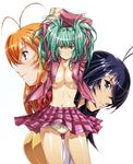  cleavage ikkitousen ikkitousen~great_guardians~ kanu_unchou no_bra open_shirt pantsu ryofu_housen seifuku shimapan sonsaku_hakufu underboob urushihara_satoshi 