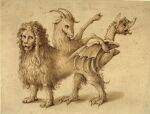 2_horns 3_heads ambiguous_gender ancient_art bovid caprine chimera claws dragon european_mythology fangs feet felid feral front_view full-length_portrait fur goat greek_mythology hi_res hooves horn jacopo_ligozzi lion living_tail looking_at_viewer mammal mane membrane_(anatomy) membranous_wings monochrome mouth_closed multi_head multi_limb mythological_chimera mythological_creature mythological_scalie mythology open_mouth pantherine portrait public_domain scales scalie sepia shaded shadow simple_background snout solo standing tail tail_head talons tan_background teeth three-quarter_view toe_claws toes traditional_media_(artwork) unusual_anatomy unusual_tail webbed_feet western_dragon whiskers wings