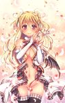  cleavage dress elf mitsuhachi8 no_bra nopan open_shirt pointy_ears thighhighs wings 