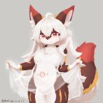 1:1 2025 4_fingers absurd_res ahoge anthro arm_markings belly belly_markings big_ears big_tail biped black_nose blush breasts brown_body brown_ears brown_fur canid canine chest_tuft claws clothed clothing clothing_lift colored countershade_face countershade_fur countershade_legs countershade_torso countershading cute_fangs dated digital_media_(artwork) digital_painting_(artwork) dipstick_ears dipstick_tail dress dress_lift ear_markings fangs featureless_breasts featureless_crotch female female_anthro finger_claws fingerpads fingers fluffy fluffy_tail fox front_view fur gloves_(marking) grey_background hair hi_res ineffective_clothing inner_ear_fluff kemono leg_markings long_hair looking_at_viewer mammal markings medium_breasts monotone_hair multicolored_body multicolored_ears multicolored_fur multicolored_tail navel no_underwear painting_(artwork) pawpads pink_markings pink_pawpads portrait red_body red_ear_tips red_ears red_eyes red_fur red_tail red_tail_tip shaded shiokisylvia simple_background smile snaggle_teeth snaggle_tooth solo standing tail tail_markings teeth thick_tail three-quarter_portrait translucent translucent_clothing translucent_dress tuft white_body white_claws white_clothing white_countershading white_dress white_hair white_inner_ear white_inner_ear_fluff yellow_body yellow_fur yellow_markings