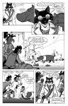 2011 anthro approach approaching barefoot black_and_white black_body black_fur black_tail bob_vorsh_(jack) cape cheek_tuft city claws clothed clothed_feral clothing cold comic command common_hippopotamus countershade_neck countershading crossover crowd destroyed_building dialogue dinosaur duo duo_focus english_text escort eye_contact eyewear facial_tuft feet female feral fur glasses group gulonine hair hand_in_pocket hand_on_sword hi_res hippopotamid husband_and_wife inner_ear_fluff jack_salem leading lisa_svaloe_(jack) long_tail looking_at_another looking_back looking_forward male mammal married_couple marten melee_weapon monochrome mustelid musteline onomatopoeia patch_(fabric) patched_clothing pince-nez pockets prehistoric_species reptile roz_gibson ruins sable_(marten) scalie scarf shirt solo_focus sound_effects speech_bubble standing steamy_breath sword tail talking_to_another text text_on_clothing text_on_shirt text_on_topwear thought_bubble topwear trio tsk tuft walking weapon whiskers