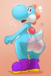 absurd_res anthro big_butt blush body_blush bubble_butt butt butt_blush clothing cyan_yoshi digital_media_(artwork) footwear heart_symbol hi_res looking_at_viewer looking_back looking_back_at_viewer male mario_bros nintendo nude rear_view shell shoes smile solo yoshi zetamath