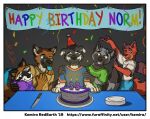 2019 5_fingers artist_name banner birthday birthday_cake birthday_candle birthday_party black_ears black_snout blue_bottomwear blue_clothing blue_eyes blue_markings blue_pants blue_pawpads blue_shirt blue_tongue blue_topwear border bottomwear brown_body brown_ears brown_eyes brown_fur brown_inner_ear brown_paws cake candle canid canine canis celebration character_request clothed clothing confetti dessert digital_drawing_(artwork) digital_media_(artwork) domestic_dog english_text eyes_closed facial_markings felid feline fingers floppy_ears food fox fur furniture green_clothing green_shirt green_topwear grey_body grey_fur grey_inner_ear group hands_on_table happy_birthday hat head_markings headgear headwear hug husky kemira kemira_redearth_(character) knife long_tail male mammal markings multicolored_body multicolored_fur nordic_sled_dog norm_(dog) number_candle one_eye_closed orange_body orange_fur orange_snout pants party party_hat pawpads plate pointy_ears presenting prick_ears purple_clothing purple_shirt purple_topwear red_markings shirt smile spitz standing table tail tan_body tan_clothing tan_fur tan_inner_ear tan_shirt tan_topwear text tongue tongue_out topwear two_tone_body two_tone_fur url vulan_(flyinfox) white_border wink yellow_eyes