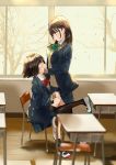  fujisaki_ribbon seifuku sweater thighhighs yuri 