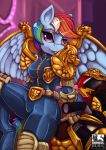  2019 anthro breasts clothed clothing digital_media_(artwork) empressbridle equine feathered_wings feathers female friendship_is_magic hair looking_at_viewer mammal my_little_pony pegasus rainbow_dash_(mlp) solo tight_clothing wings 