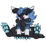1:1 alpha_channel anthro arm_tuft big_claws big_ears black_body black_fur blue_body blue_claws blue_fur blue_hair blue_pawpads chibi claws collar digital_drawing_(artwork) digital_media_(artwork) ear_piercing elbow_tuft feet female flat_colors fluffy fur hair hindpaw inner_ear_fluff machine multicolored_body multicolored_fur neck_tuft pawpads paws piercing protogen purple_collar ryshokka_syre ryshokka_syre_(character) screen screen_face signature silly simple_background sitting sitting_on_ground solo transparent_background tuft white_body white_fur