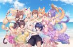  1boy 6+girls animal_ear_fluff animal_ear_hairband animal_ears arm_behind_head arm_hug armband azuki_(nekopara) beach bell blonde_hair blue_eyes blue_hair blue_sky blush bow braid breasts brown_eyes brown_hair bunny_ears_prank cat_ear_hairband cat_ears cat_girl cat_tail chocola_(nekopara) cinnamon_(nekopara) cleavage closed_eyes clothes_writing cloud coconut_(nekopara) crossed_arms day dress dress_bow english_text everyone eyewear_on_head fake_animal_ears fake_tail fluffy_tail food-themed_hair_ornament fraise_(nekopara) game_cg green_eyes group_hug group_picture hair_ornament hair_scrunchie hairband hand_on_another&#039;s_cheek hand_on_another&#039;s_face hand_on_own_hip harem hat heterochromia highres hug hug_from_behind hug_from_side jumping large_breasts long_hair looking_at_viewer maple_(nekopara) medium_breasts medium_hair minazuki_kashou minazuki_shigure multicolored_dress multiple_girls neck_bell nekopara non-web_source ocean official_art one_eye_closed open_mouth orange_eyes orange_hair outdoors own_hands_together pink_hair purple_hair sandwiched sayori_(neko_works) scrunchie shorts sky slit_pupils small_breasts smile standing sun_hat sunglasses tail tail_scrunchie thigh_strap twin_braids v vanilla_(nekopara) watermelon_hair_ornament waving white_hair wrist_scrunchie yellow_eyes 