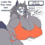 anthro big_breasts bikini black_body black_fur black_hair bone breasts canid canine clothing eyewear female fur hair hi_res huge_breasts long_hair mal0 malo mammal nipple_outline oleanderin orange_bikini orange_clothing orange_swimwear scp-1471-a scp_foundation skull skull_head solo sunglasses swimwear two-piece_swimsuit
