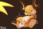 absurd_res anus blush clitoris disembodied_hand duo female fingering fingering_partner generation_1_pokemon genitals hand_on_cheek hi_res humanoid_vulva nintendo pokemon pokemon_(species) raichu renabu sex shy simple_background smile solo_focus spread_legs spreading vaginal vaginal_fingering vulva