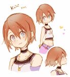  1girl belt blue_eyes choker jewelry kairi_(kingdom_hearts) kingdom_hearts necklace open_mouth pendant purple_skirt red_hair skirt sleeveless solo 