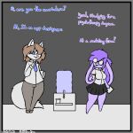 anthro chat co-worker comic culixcupric dialogue domestic_cat duo felid feline felis female lagomorph leporid male male/female mammal rabbit water_cooler workplace