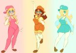  3girls mario mario_(series) multiple_girls overalls plumber princess_daisy rosalina sleepyc0re 