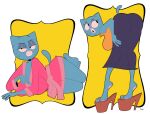 2025 4_fingers 4_toes abstract_background anthro arm_support arms_bent barefoot bathrobe bedroom_eyes bent_over big_breasts big_butt big_eyes big_feet biped black_eyebrows black_eyes black_markings blue_body blue_ears blue_fur blue_tail bottomwear breasts brown_clothing brown_footwear brown_high_heels brown_sandals butt cartoon_network closed_smile clothed clothed_anthro clothed_female clothing coekj_(artist) curved_eyebrows digital_drawing_(artwork) digital_media_(artwork) domestic_cat eyebrows eyelashes facial_markings feet felid feline felis female fingers footwear fully_clothed fully_clothed_anthro fully_clothed_female fur gesture glistening glistening_eyelids glistening_eyes half-closed_eyes hand_gesture hand_on_leg hand_on_own_leg head_markings head_turned hi_res high_heeled_sandals high_heels humanoid_hands iris leaning_on_elbow legs_together light_body light_fur long_eyelashes looking_at_viewer looking_back lying mammal markings mary_senicourt mature_anthro mature_female monotone_tail mouth_closed multiple_outfits multiple_poses muzzle_(marking) narrowed_eyes no_pupils on_side open_mouth pawpads pink_bathrobe pink_clothing pink_nose pink_pawpads pink_robe plantigrade pointy_ears pose prick_ears purple_bottomwear purple_clothing purple_skirt raised_finger raised_heel raised_index_finger robe round_eyes round_head sandals seductive shoes skirt smile smiling_at_viewer snout solo standing sweater tail the_amazing_world_of_gumball thick_thighs tight_clothing toes topwear whisker_markings white_markings wide_eyed yellow_clothing yellow_sweater yellow_topwear