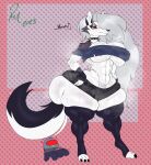 2023 abs absurd_res among_us anthro big_breasts big_butt breasts butt canid canine collar duo female genitals hair helluva_boss hi_res huge_breasts human innersloth loona_(helluva_boss) male mammal navel nipple_outline penis penis_under_clothes redmoon83 tagme
