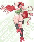 2025 action_pose anthro artist_name avian aza_(doodledox) beak beakbig_butt beret bird bodily_fluids braided_hair breasts butt butt_focus cammy_white capcom clothed clothing colored cosplay digital_media_(artwork) doodledox english_description english_text exposed_butt exposed_thighs eyebrows feathers feet female fingerless_gloves full-length_portrait gloves green_clothing hair handwear hat headgear headwear hi_res leotard looking_at_viewer looking_back non-mammal_breasts open_beak open_mouth passerine pink_body pink_feathers pink_hair portrait pose rear_view shaded signature solo squish street_fighter sweat sweatdrop sweaty_butt tail tail_feathers talons text thick_eyebrows thick_thighs thigh_squish tied_hair toes winged_arms wings yellow_eyes