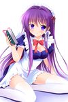  clannad cleavage fujibayashi_kyou maid thighhighs yagami-all_hail_nanao 