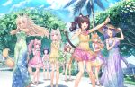  6+girls :d animal_ear_fluff animal_ears arm_strap azuki_(nekopara) bell black_hair blonde_hair blue_eyes blue_sky bracelet braid breasts brown_hair brown_tail cat_ears cellphone chocola_(nekopara) cinnamon_(nekopara) cleavage closed_eyes closed_mouth clothes_writing cloud coconut_(nekopara) day dress english_text fake_animal_ears fake_tail floral_print fluffy_tail food food-themed_hair_ornament fraise_(nekopara) fruit game_cg green_eyes hair_ornament hair_scrunchie hairband hat heterochromia highres jewelry large_breasts lime_hair_ornament logo long_hair looking_afar looking_ahead looking_at_viewer maple_(nekopara) medium_breasts minazuki_shigure multicolored_dress multiple_girls neck_bell nekopara non-web_source official_art one_eye_closed open_mouth orange_eyes palm_tree phone pineapple_hair_ornament pink_dress pink_hair pink_ribbon pointing purple_hair ribbon sayori_(neko_works) scrunchie sky small_breasts smartphone smile star_(symbol) sundress sunglasses tail tail_ornament thigh_strap tree twintails vanilla_(nekopara) watermelon watermelon_hair_ornament watermelon_slice white_hair white_tail wrist_scrunchie 