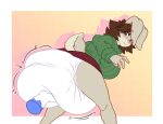 absurd_res ageplay anthro big_breasts big_diaper blush bottomwear breasts brown_hair butt clean_diaper clothed clothing diaper diaper_check diaper_fetish disembodied_hand eliza_(hokkigai) female floppyearfreak fur green_eyes hair hand_on_diaper hi_res huge_breasts huge_diaper infantilism lagomorph leporid lifting_diaper long_ears looking_back mammal pattern_clothing pattern_sweater pattern_topwear rabbit roleplay scut_tail short_tail side_boob simple_background skirt solo striped_clothing striped_sweater striped_topwear stripes surprised_expression sweater tail tan_body tan_fur tan_tail topwear touching_diaper wearing_diaper