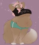 absurd_res anthro belly big_belly bottomwear breasts brown_body clothing crop_top domestic_cat envy_(softboienvy) eyewear felid feline felis fluffy fluffy_tail glasses gynomorph hair hi_res huge_belly intersex mammal milkboners navel obese obese_anthro obese_gynomorph obese_intersex overhang overweight overweight_anthro overweight_gynomorph overweight_intersex pink_hair ragdoll_cat shirt shorts solo tagme tail text text_on_clothing text_on_shirt text_on_topwear topwear under_boob wearing_glasses
