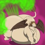 avian_wings belly belly_fetish big_belly big_butt bloat bloated brown_body brown_feathers brown_fur brown_mane bulk butt cheesecakegrenadier crown dewlap_(anatomy) eba_(ebaandina) engorged_belly engorged_butt fart fart_cloud fart_fetish fat_belly fat_thighs fat_tummy feathers felid feline_tail female feral fur gas gas_inflation gassy gold_crown green_fart_cloud green_gas green_gas_cloud half-closed_eyes headgear hi_res huge_belly huge_butt huge_hips huge_thighs hyper hyper_belly hyper_butt hyper_fart hyper_hips hyper_thighs lying magenta_background mammal mane morbidly_obese morbidly_obese_female morbidly_obese_feral mythological_creature mythological_sphinx mythology narrowed_eyes neck_tuft obese obese_female obese_feral on_front overweight overweight_female overweight_feral pink_nose plump_thighs pudge smile solo swelling swollen_belly tail tail_tuft tan_body tan_fur teeth thick_body thick_thighs tuft wide_body wide_hips wings