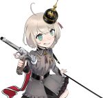  belt black_belt blue_eyes borchardt_c-93 bug c-93_(girls&#039;_frontline) combat_helmet commission girls&#039;_frontline gun handgun helmet highres holding holding_gun holding_weapon kandly medal military_uniform non-web_source pickelhaube weapon 