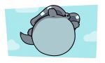 2025 5:3 animated belly black_outline blue_belly border cloudy_background fish flapping grey_body grey_tail guffindoesart inflation ito_(areoants) long_ears loop marine outline ray_(fish) seamless_loop short_playtime stingray tail white_body