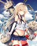  anchor_hair_ornament blonde_hair cloud day elbow_gloves gloves hair_ornament hairband highleg highleg_panties highres io_enishi kantai_collection lifebuoy long_hair looking_at_viewer midriff navel panties rensouhou-chan school_uniform serafuku shimakaze_(kantai_collection) sky solo star_(sky) starry_sky thighhighs underwear very_long_hair white_gloves yellow_eyes 