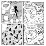 1:1 2021 2_horns 4_panel_comic ambiguous_gender ambiguous_humanoid antlers arms_bent artist_name asking asking_another bald beard black_eyes blush blush_lines bodily_fluids border comic demon demon_humanoid demon_prince_babbus dialogue digital_media_(artwork) dot_eyes english_description english_text facial_hair featureless_crotch featureless_feet featureless_hands feet female female_humanoid furrowed_brow furrowed_eyebrows gael_(gaelfox) gaelfox grass grey_beard grey_facial_hair grey_hair greyscale group hair hi_res hole_(pit) horn horned_humanoid humanoid husband_and_wife junji_ito_(copyright) looking_at_another looking_up male male_humanoid married_couple monochrome nervous nervous_smile nervous_sweat no_eyebrows noseless nude nude_ambiguous nude_female nude_humanoid nude_male open_mouth plant queen question rock royalty shielding_eyes short_hair simple_eyes speech_bubble standing sweat sweaty_face text the_enigma_of_amigara_fault triangle_mouth white_antlers white_body white_border white_hair white_horn white_mouth yelling_at_another