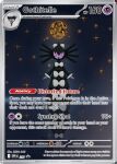  artist_name bow card_(medium) closed_eyes closed_mouth company_name copyright_name copyright_notice full_body full_moon gothitelle gothorita moon official_art pokemon pokemon_(creature) pokemon_card pokemon_focus pokemon_tcg reflection sakikeda solo standing star_(sky) third-party_source trading_card translation_request white_bow 