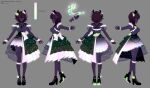  1girl animal_ears breasts brown_hair color_guide detached_sleeves dress frilled_wrist_cuffs frills glow-in-the-dark gradient_clothes gradient_dress green_dress green_eyes green_shoes grey_background hat high_heels highres holographic_clothing indie_virtual_youtuber iridescent kneehighs large_breasts layered_skirt meotashi multiple_views naplings_(nimi_nightmare) nimi_nightmare nurse_cap official_alternate_color official_alternate_costume official_art one_side_up outstretched_arm overskirt pleated_skirt puffy_detached_sleeves puffy_sleeves reference_sheet see-through_clothes see-through_skirt shoes simple_background single_kneehigh single_sock skirt socks standing strappy_heels tapir_ears tapir_girl turnaround two-tone_dress virtual_youtuber white_dress wrist_cuffs 