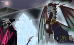 activision anthro bag clothing coat comic crystal cynder dialogue digital_media_(artwork) dragon duo female glowing hi_res horn ignitus jewelry male moon multi_horn mythological_creature mythological_scalie mythology necklace paper pouches scalie signature spyro_the_dragon topwear wings zilonking