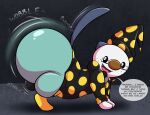 absurd_res all_fours anthro big_butt bulge butt clothing dialogue eyewear footwear generation_5_pokemon glasses hat headgear headwear hi_res huge_butt looking_back male nintendo oshawott pokemon pokemon_(species) polka_dot_clothing raised_tail shaking_butt shoes simple_background solo tail talking_to_self tepigfan101 thomas_the_oshawott thong twerking underwear wizard_hat wizard_robe