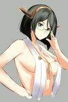  cleavage kantai_collection kirishima_(kancolle) megane no_bra wamwam_(artist) 