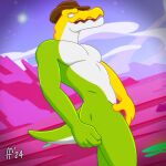 1:1 2024 anthro athletic athletic_anthro athletic_male biped brown_clothing brown_hat brown_headwear candy chromatic_aberration clothing crocodile crocodilian dessert digital_drawing_(artwork) digital_media_(artwork) empty_eyes fabfelipe featureless_chest food food_creature glitch_productions green_body gummigoo_(tadc) hat hat_only headgear headgear_only headwear headwear_only hi_res living_candy male mostly_nude mostly_nude_anthro mostly_nude_male multicolored_body open_mouth pecs pinup pose reptile scalie solo tail the_amazing_digital_circus white_body yellow_body