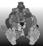 5_toes absurd_res anthro axel_(lazydergenboi) barefoot belly bovid bovine cattle chest_tuft dominant dominant_male dragon drewfsfeet duo eastern_dragon erection evil_grin facial_piercing feet felid flexing foot_fetish foot_focus foot_play genitals hand_on_head hi_res humanoid_feet humanoid_genitalia humanoid_penis hybrid lion mac_(buffbullmac) male male/male mammal mind_control monochrome muscular muscular_male mythological_creature mythological_scalie mythology nipples nose_piercing nose_ring nude pantherine penis piercing plantigrade ring_piercing scalie smile spiral spiral_eyes submissive submissive_male toes tuft