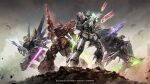  4others absurdres call_of_duty call_of_duty:_mobile char&#039;s_counterattack copyright_notice energy_sword fin_funnels freedom_gundam funnels_(gundam) gun gundam gundam_deathscythe gundam_seed gundam_wing highres holding holding_weapon key_visual kriss_vector mixed-language_commentary mobile_suit multiple_others nu_gundam official_art parachute promotional_art robot sazabi submachine_gun sword taka-f weapon 
