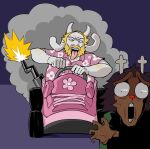 2025 2_horns aloha_shirt ambiguous_gender anthro antlers asgore_dreemurr asgore_running_over_dess beard blonde_beard blonde_facial_hair blonde_hair boss_monster_(undertale) bovid brown_body brown_fur caprine car clothed clothed_anthro clothed_male clothing constricted_pupils deer deltarune dess_holiday digital_drawing_(artwork) digital_media_(artwork) duo english_description facial_hair fanteliscio female_(lore) fur goat hair hi_res horn male mammal new_world_deer no_pupils open_mouth overweight overweight_anthro overweight_male pattern_clothing pattern_shirt pattern_topwear pupils red_nose reindeer running running_away shirt small_pupils teeth tongue tongue_out topwear undertale_(series) vehicle white_body white_fur wide_eyed