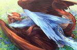 2025 absurd_res ambiguous_gender back_spikes blue_body blue_feathers blue_fur brown_body brown_feathers brown_fur cuddling dragon drakoyotto duo eyes_closed feathers female feral flower flower_field fur furred_dragon furred_scalie hi_res horn male male/female mythological_creature mythological_scalie mythology nuzzling plant scalie solo spikes spikes_(anatomy) white_body white_fur white_horn zephy_(nightfire_zephyr) zephyr_lightwing