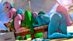 16:9 3d_(artwork) 4k 5_toes absurd_res aloe_(mlp) anthro beach blue_body blue_hair breasts butt cunnilingus digital_media_(artwork) earth_pony english_text equid equine feet female female/female friendship_is_magic green_body group hair hand_on_butt hasbro hi_res horse humanoid_feet looking_back lotus_(mlp) mammal my_little_pony mythological_creature mythological_equine mythology nude oral outside outside_sex palm_tree pink_body pink_hair plant plantigrade pony sand sex shadowuwu sibling_(lore) side_boob sister_(lore) sisters_(lore) tail text toes tranquil_zen tree trio twins_(lore) umbrella vaginal widescreen