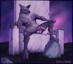  anthro balls bedroom_eyes blaidd_(elden_ring) canid canine canis digital_media_(artwork) elden_ring feet fingers foreskin fromsoftware fur genitals grass grey_body half-closed_eyes half-erect hi_res humanoid_genitalia humanoid_penis looking_at_viewer male mammal narrowed_eyes nude outdoor_nudity outside partially_retracted_foreskin penis plant seductive sitting smile solo spread_legs spreading timberdonk toes wolf 