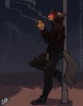 2025 absurd_res anthro arctic_fox bottomwear canid canine cigarette claws clothed clothing digital_media_(artwork) feet finger_claws fingers fluffy fluffy_ears fluffy_tail footwear fox from_side fur fur_markings furgonomic_topwear furgonomics glowing glowing_eyes hair hi_res holding_cigarette holding_object hoodie leaning leaning_backward leaning_on_object leaning_on_wall male male_anthro mammal markings mouth_closed mrwhitebear pants paws sharp_teeth shoes simple_background smile smoke smoking solo street_lamp tail teeth text toe_claws toeless_footwear toeless_shoes toes topwear torn_bottomwear torn_clothing torn_pants true_fox tuft url white_body white_fur