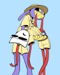 2025 20daysapple 4:5 animate_inanimate anthro belt bottomwear brown_belt carrying_another clothing digital_media_(artwork) duo fabric_creature female hi_res humanoid lagomorph leporid living_mask male male/female mammal mask open_mouth playful purple_body rabbit ranger ranger_hat red_ribbon ribbons ribbons_(anatomy) shirt shorts tail tailed_humanoid topwear uniform vore_play white_mask yellow_bottomwear yellow_clothing yellow_shirt yellow_shorts yellow_topwear