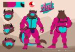 5_toes abs absurd_res ankle_tuft anthro arm_tuft axel_(lazydergenboi) barefoot beard blush butt butt_heart chest_tuft clothing collar dragon elbow_tuft erection facial_hair feet felid harness hi_res hybrid jockstrap leash leg_tuft lion male mammal mane model_sheet muscular muscular_male mythological_creature mythological_scalie mythology nelldemon nipple_piercing nipples pantherine piercing red_eyes scalie solo tail tail_tuft toes tuft underwear