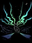  2025 absurd_res ambiguous_gender aurora_(phenomenon) canid canine canis dark_violet digital_media_(artwork) feral front_view fur hi_res mammal moon mountain night outside quadruped solo standing star tail wolf 