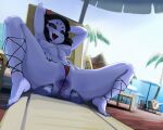 4_arms 5_eyes animal_humanoid anus arachnid arachnid_humanoid areola arthropod arthropod_humanoid barefoot breasts detailed_background feet female fingers hair hi_res humanoid mdthetest multi_arm multi_eye multi_limb navel nipples open_mouth open_smile purple_body smile solo_focus spider_humanoid tongue vulva